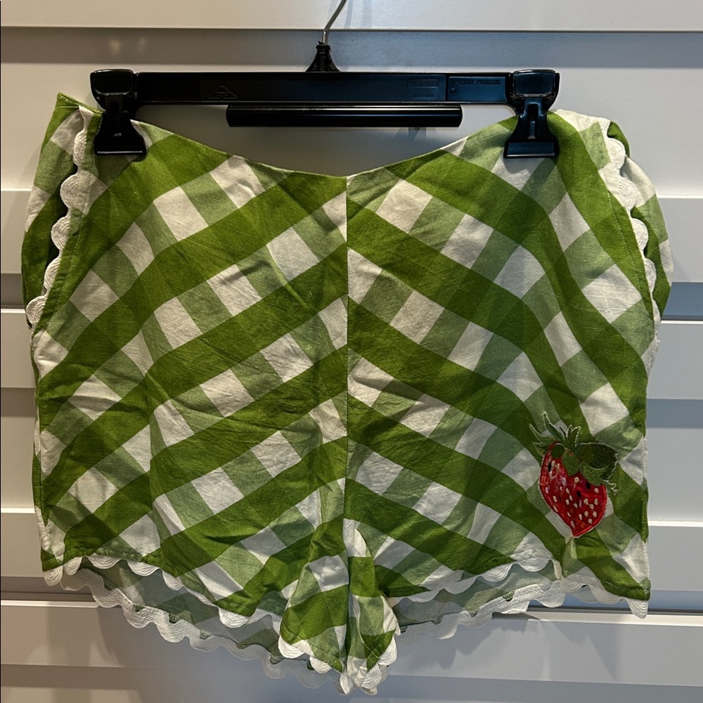 Elizabeth and James Green and White Striped Shorts